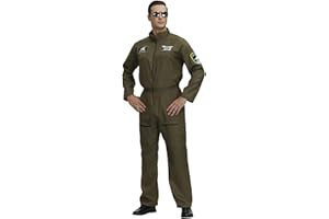 FRAWIRSHAU Men's Flight Suit Costume Military Fighter Pilot Jumpsuit Halloween Costume