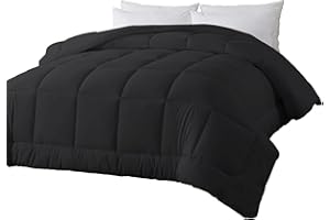 BedTreat Down Alternative Comforter Queen Duvet Insert with Corner Tabs, All Season Quilted Bed Comforter Box-Stitched Queen Comforter Black，Machine Washable Microfiber Bedding