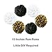 Black 80th Birthday Decorations Party KIT - Black Gold and White Pompoms | Latex Balloons | Gold Number 80 Ballon | 80th Birthday Party Decorations | Great 80 Year Old Party Supplies