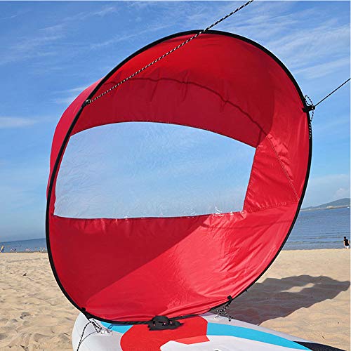 Aoile 42in Sail Foldable Kayak Boat Wind Sail Sup Paddle Board Sailing Canoe Stroke Paddle Rowing Boats Wind Clear Window Blue 108cm