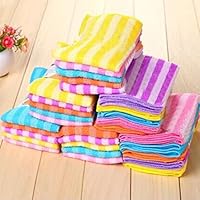 yanQxIzbiu 5Pcs Kitchen Dining Striped Wash Towel Absorbent Square Microfiber Dishcloths - Random Color