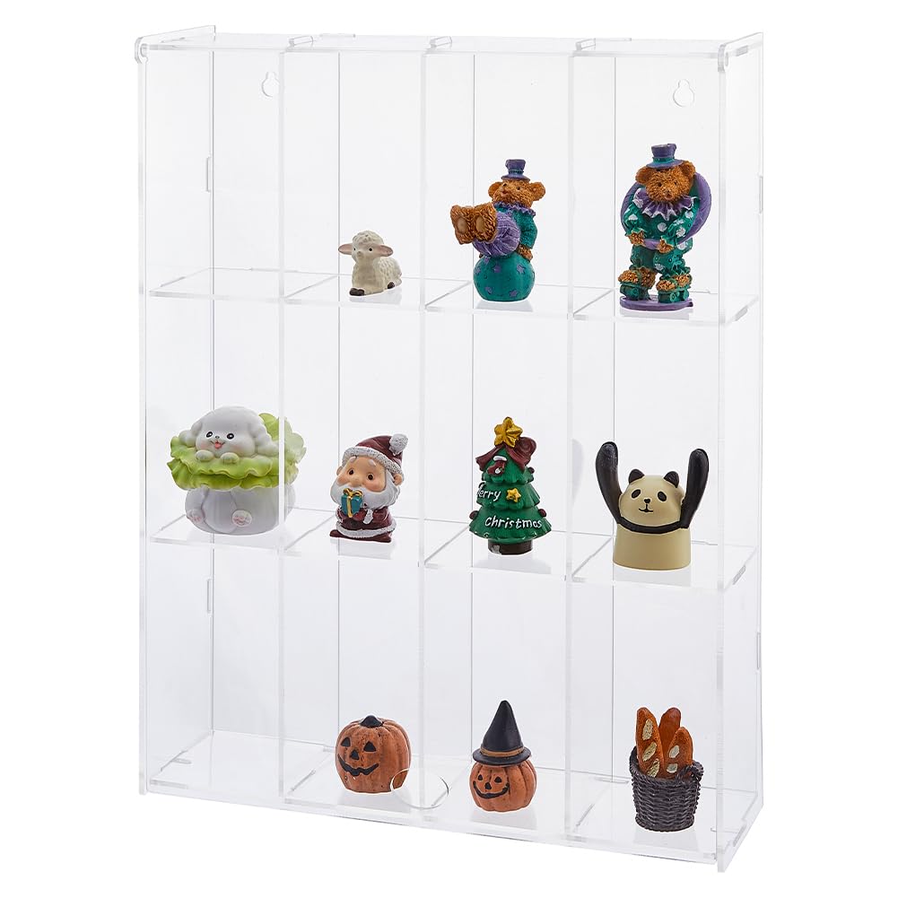 SUPERFINDINGS Acrylic Display Case Clear Wall Mountable Display Case for Collectibles 3 Tier Desktop Dustproof Display Cabinet Box Collections Showcase Storage Organizer for Rock Crystals Minifigures
