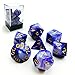 Swirled Two Tone Swirled Purple RPG Dice Set of 7 in Brick Box Package, Complete Polyhedral Dice Set of d4 d6 d8 d10 d12 d20 d%