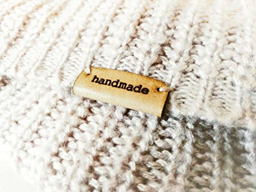 Handmade Folding Leather Label W "handmade" | Pack of 15 | Exclusive Engraved Genuine Italian Leather Tags