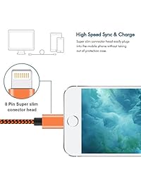 SyncTech - Cable de carga rápida para teléfono (5.9 ft, 3 unidades, nailon, trenzado, cable de carga de alta velocidad, USB, compatible con teléfono XS, MAX, XR, X, 8, 8, Plus, 7, 7, Plus, 6S, 6S, Plus, 6, 6 Plus), 6 patas