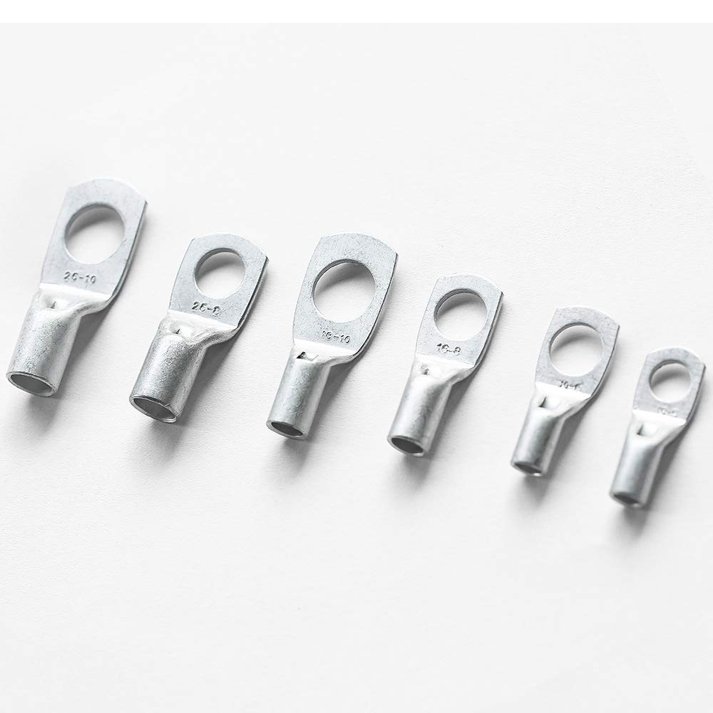 ELECFUN 56pcs Battery Cable Ends 8-4 AWG Heavy Duty Wire Lugs Tinned Copper Battery Cable Ends Tubular Ring Terminal Connectors with Sight Hole: Industrial & Scientific