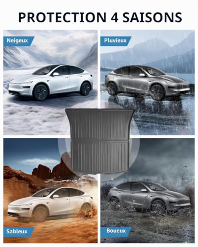 LANGBEAN Trunk Mat for Tesla Model Y Juniper 2025 2026 (5 Seater), Model Y Original TPE Rear Trunk Mat with High Lip Accessories Non-Slip Waterproof | Original boot liner with high edges, non-slip and waterproof accessories