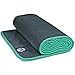 Youphoria Yoga Microfiber Non-Slip Towel - Hot Yoga Mat Towel for Enhanced Grip and Sweat Absorption - Gray with Mint Stitching