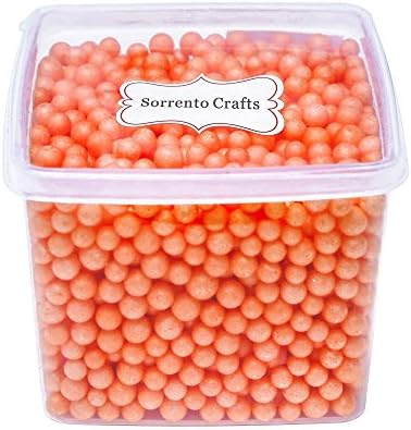 5-10mm(0.2-0.39 Inch)Mini Styrofoam Foam Balls Decorative Slime Ball DIY Wedding Party School Home Decoration 1bucket(Approx 1500Pcs) (Orange)