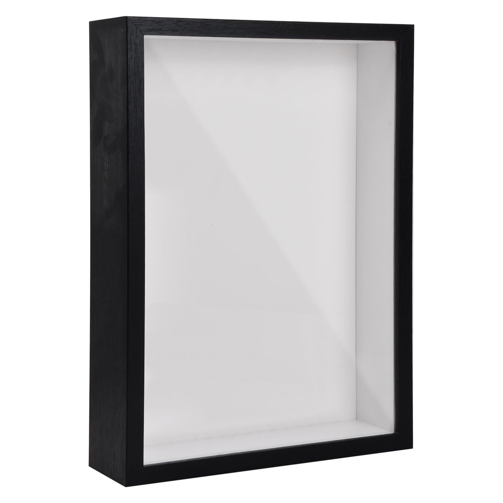 A4 3D Shadow Box Frame, 22.7x31.4cm 3D Picture Frame Shadow Deep Box for Wall and Tabletop, Wooden 3D Photo Frame Display Box for Medal Flower Tickets Crafts Memorabilia (Black 5 cm)