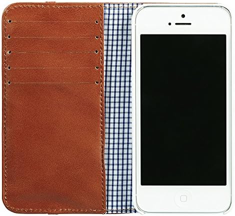 Toffee iphone 5 5S SE Wallet Case Genuine Leather Credit Card Holder Hard Case Slim Fit Flip Cover Protective Shell With Magnetic Flap Closure, Beige