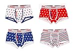 Pink Hero Men Comfortable USA Flag Boxers Briefs Underwear (M / 27-29 Inches, MIX 4PCS)