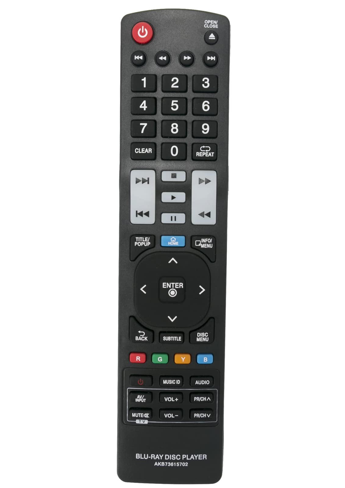 VINABTY Replacement Remote Control Fit for LG Network 3D Blu-ray Disc DVD Player BP520 BP620 BP620C Remote AKB73615702