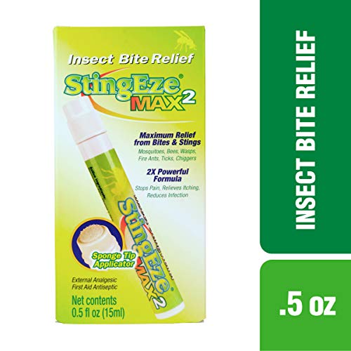 StingEze Insect Bite Relief for Stings, Bites, Pain, and Itching with Benzocaine, Phenol, and Camphor, 0.5oz Travel Dauber (Best Treatment For Bee Sting Itching)