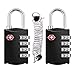 ZHEGE Travel Locks 2 Pack, TSA Locks for Luggage with Flexible Cable (30 Inch) for Gym, Suitcase, Backpack, Baggage, Easy Read Dial with Alloy Body (2 Pack, Black)
