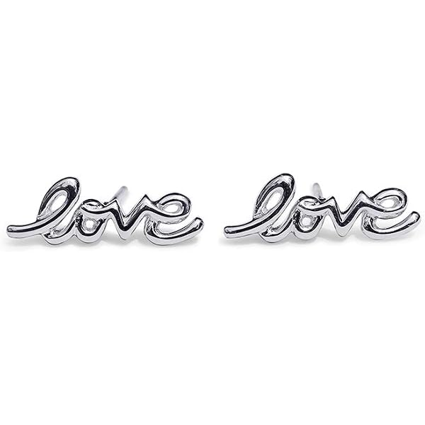 Orecchini A Stud In Oro Giallo 14kt Con Scritta Love - Charm America - Eleganti E Romantici