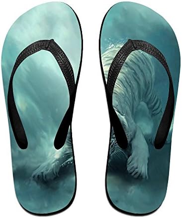 Couple Flip Flops White Tigers Print Chic Sandals Slipper Rubber Non-Slip Spa Thong Slippers
