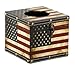 Distressed Retro Patriotic American Flag Toilet Tissue/ Facial Tissue Box Cover Holder with Lockable Hinge