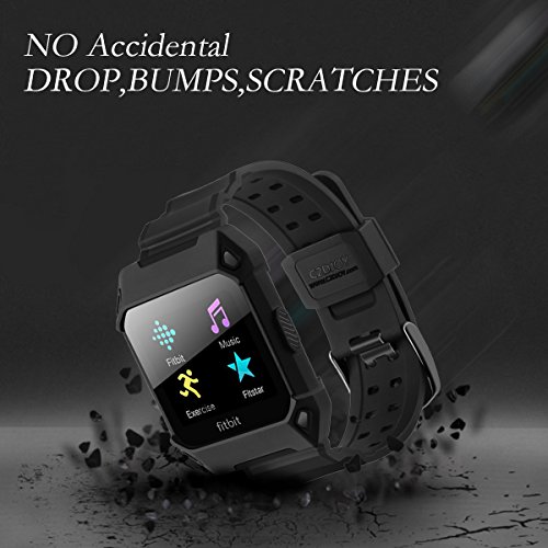 C2D JOY for Fitbit Ionic Case Replacement Bands Rugged Protective Frame Case Accessory Sport Bands for Fitbit Ionic Watch Black (6.7-8.1 inch) - Thumbnail 5
