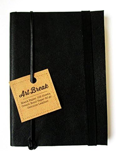 Journal to Write Black Leather with Elastic Strap Handmade Pocket Size Writing Notebook