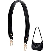 PH PandaHall 22.7 Inch Leather Bag Strap, 1.2 Inch Wide Purse Strap Leather Puse Handle Black Bag Handles Replacement Handbag Strap for Women DIY Handbag Underarm Bags Shoulder Bags