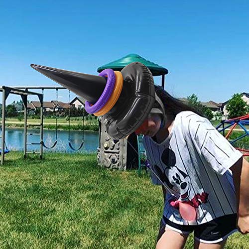 Halloween Ring Toss Game 4 Pcs Inflatable Witch Hat Ring Toss Game with 16 pcs Rings Perfect for Halloween Party Favors Halloween Party Game