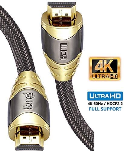4K HDMI Cable 1.5M(2 Pack) HDMI Lead - Ultra High-Speed 18Gbps HDMI 2.0b Cord 4K@60Hz Support Fire TV, Ethernet, Audio Return, Video UHD 2160p, HD 1080p, 3D, Xbox PlayStation PS3 PS4 PC - IBRA