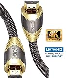 HDMI Cable 6ft - HDMI 2.0 (4K@60Hz) Ready - 28AWG Braided Cord -18Gbps -Gold Plated Connectors,Ethernet,Audio Return,Video 4K 2160p HD 1080p 3D,Compatible with Xbox, PS3 PS4 PC TV - IBRA Luxury