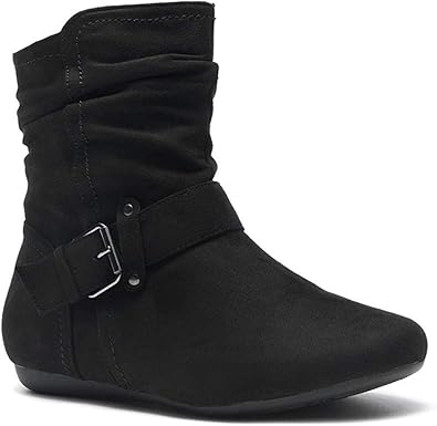 black slouch ankle boots flat