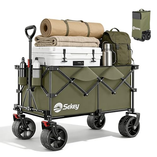 Sekey XXL Plus Bollerwagen Faltbar 200L 200KG Belastbar, Faltbollerwagen mit Extra Breite 17x10 cm All-Terrain-Räder Handwagen, Patentiert 4-Wege-Sofo