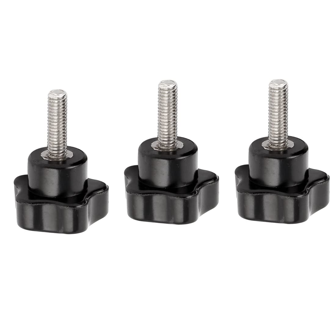 Uxcell a14112600ux0251 3Pcs M6 x 20 x 30 mm Black Star Head Clamping Knobs 42 mm Long for Lathe (Pack of 3)