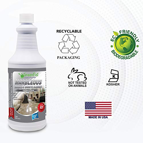 GreenFist Marbleous Marble Cleaner and Other Stone Surfaces Brightener & Restorer [Tile,Countertop,Porcelain,Lime-Stone,Ceramic,Granite,Brick,Vinyl], 1 Quart (32 oz) - Thumbnail 5
