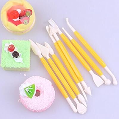 DUFUSTORE 8 Pcs Flower Sugarcraft Fondant Cake Decorating Modelling kit -Yellow