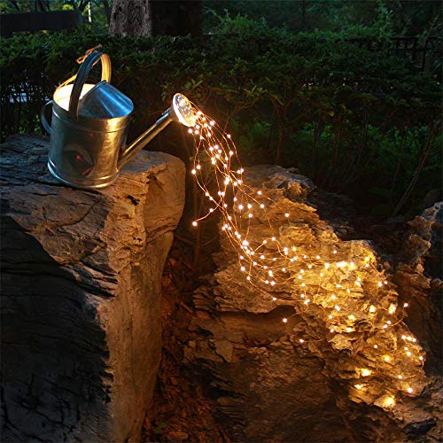 120 LEDs String Fairy Lights,Solar Powered 6 Six-Ft Strands,20 Warm White LEDs per Strand,Flexible Copper Wire for Glowing Watering Can with Light, Waterproof for Outdoor Decoration