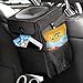 Car Trash Can - Garbage Bag with Lid Waterproof Leakproof No Smell Foldable 2 Gals Portable Rubbish Litter Bin with Storage Pockets Headrest Hook for Console/Headrest/Car Door/Glove Box