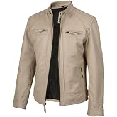 Blingsoul Quilted Leather Jacket Men - Motorcycle Style Cafe Racer Lambskin Jacket for Mens