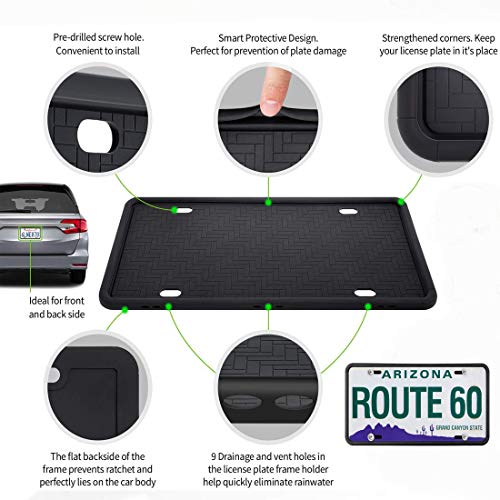Synrroe Silicone License Plate Frame Rust-Proof. Rattle-Proof. Weather-Proof. - Black