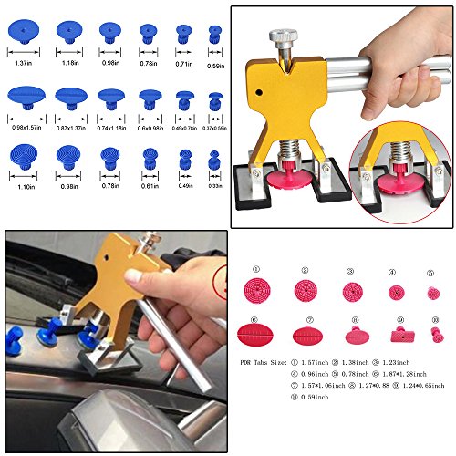 Dent Puller Tools,Gliston Auto Body Dent Repair Kits Paintless Dent Removal Tools - Dent Lifter - Glue Sticks- Glue Gun -Pro Glue Tabs -Mini T bar for Car Auto Body Repair Tool Dent Puller - Thumbnail 3