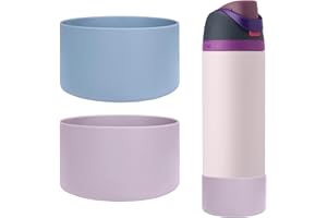 WK IEASON 2Pcs Silicone Water Bottle Boot for Owala 32oz, Protective Flask Bottom Cover Base for Owala FreeSip Twist and Flip Flask Bottles(Chambray/Orchid, 32OZ)