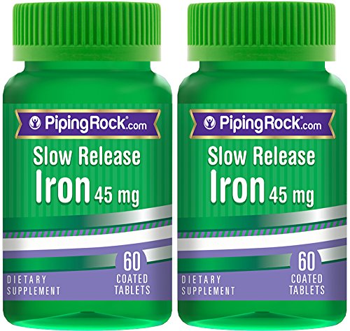 Piping Rock Slow Release Iron 45 mg 2 Bottles x 60 Coated Tablets Dietary Supplement Piping Rock Slow Release Iron 45 mg 2 Bottles x 60 Coated Tablets Dietary Supplement