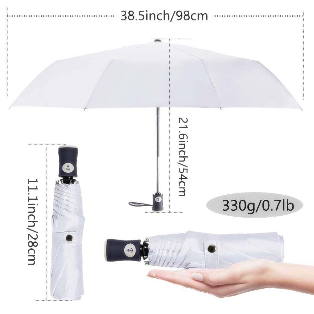 DBA FDJASGY Sun Umbrella Compact Folding Travel Umbrella Auto Open and Close for Windproof, Rainproof & 99.9% UV Protection Parasol with Black Anti-UV Coating