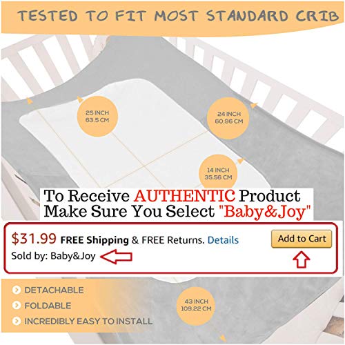 Baby Hammock for Crib, Mimics Womb, Bassinet Hammock Bed, Enhanced Material, Upgraded Safety Measures, Newborn Infant Nursery Bed by Baby&Joy (Bonus Gift Bag) (Gray) - Thumbnail 3