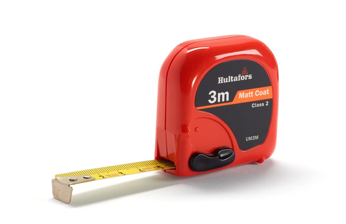Tape mesaure 3m by Hultafors I Steel measuring tape with endhook & metric scale I 16mm width I EU Class II I Made in EU I 369003