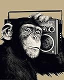(16x20) The Chimp Boombox Art Print Poster