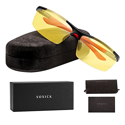 Soxick Polarized Night Driving Glasses, Unisex Anti Glare Nite Vision Glasses For Driving Fisihing (Yellow-7)