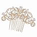 Gold CZ Rhinestone Hair Comb Pins Bridal Wedding Hair Accessories Jewelry 2253RGCL