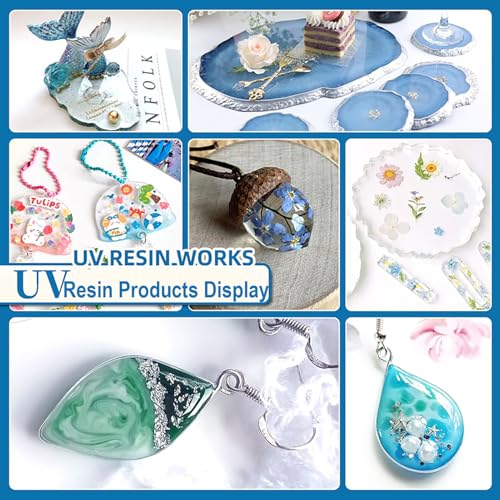 300g UV Resin, Upgraded UV Resin Kit with Fast Curing Crystal Clear Hard High Gloss Transparent Solar Cure Sunlight Activated Resin- Odourless for Jewelry Making DIY Craft Casting Coating