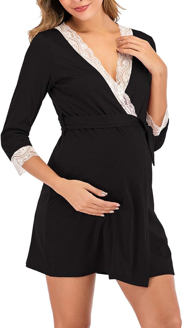 Women's Maternity Nursing Nightdress Breastfeeding Nightshirt Pregnancy