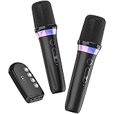 Myxtren Car Karaoke Microphone,Dual Handheld Rechargeable Mic with 3.5mm Aux in and Out Receiver,Volume Control Karaoke Microphone for Singing, Speech