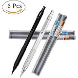 Metal Mechanical Pencils,0.5 Mechanical Pencils with Refills for Writing, Drawing, Signature,Black/Silver (0.5mm)